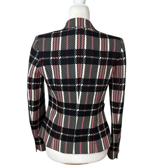 1.State Blazer Womens Size 4 Black Red Digital Plaid Fitted Preppy Vintage Y2K‎ - Picture 10 of 14